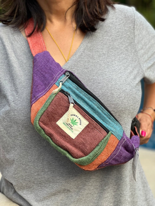 Boho Style Hemp Fanny Pack – Handmade Adjustable Waist & Crossbody Bag