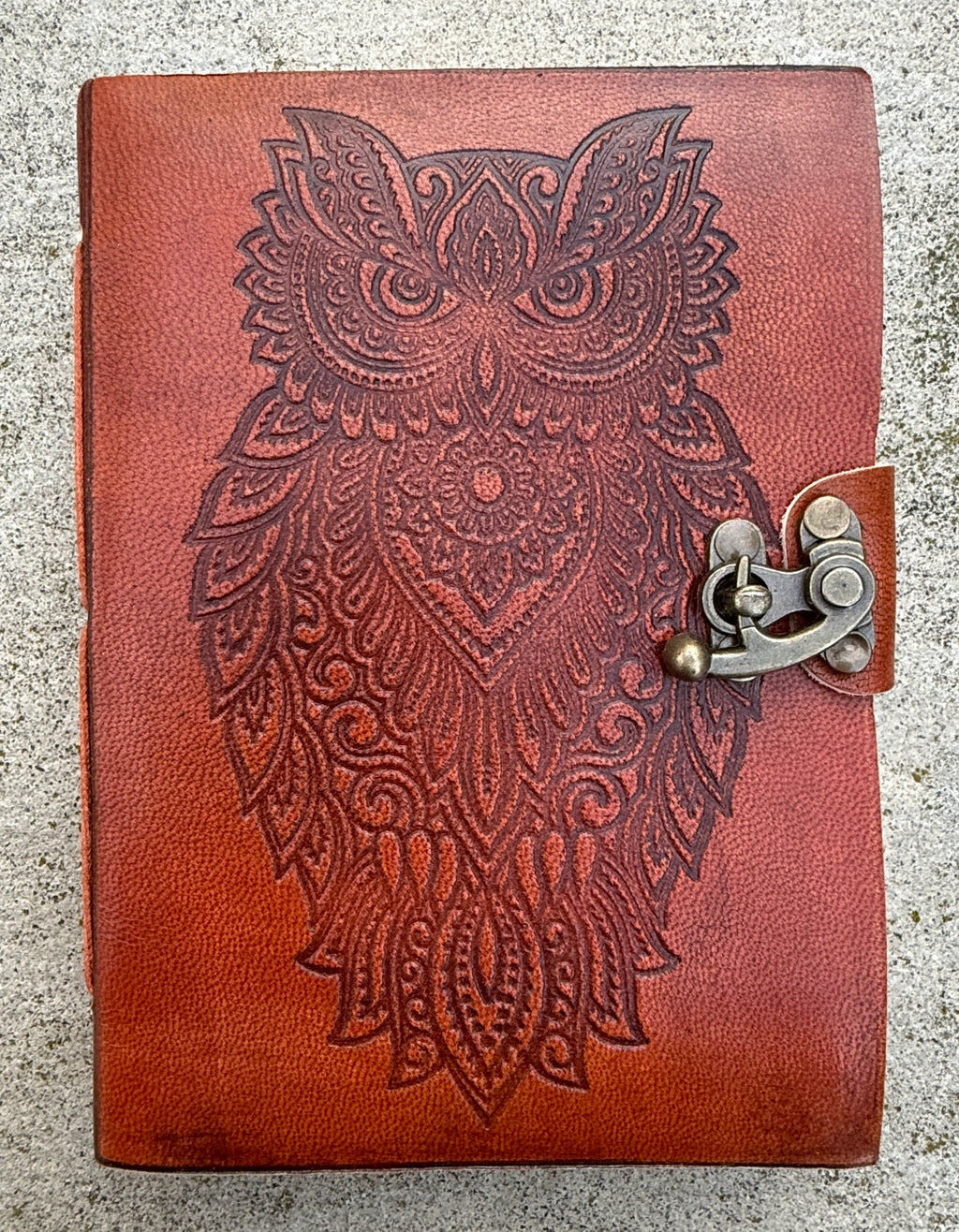 Handmade Owl Embossed Leather Journal