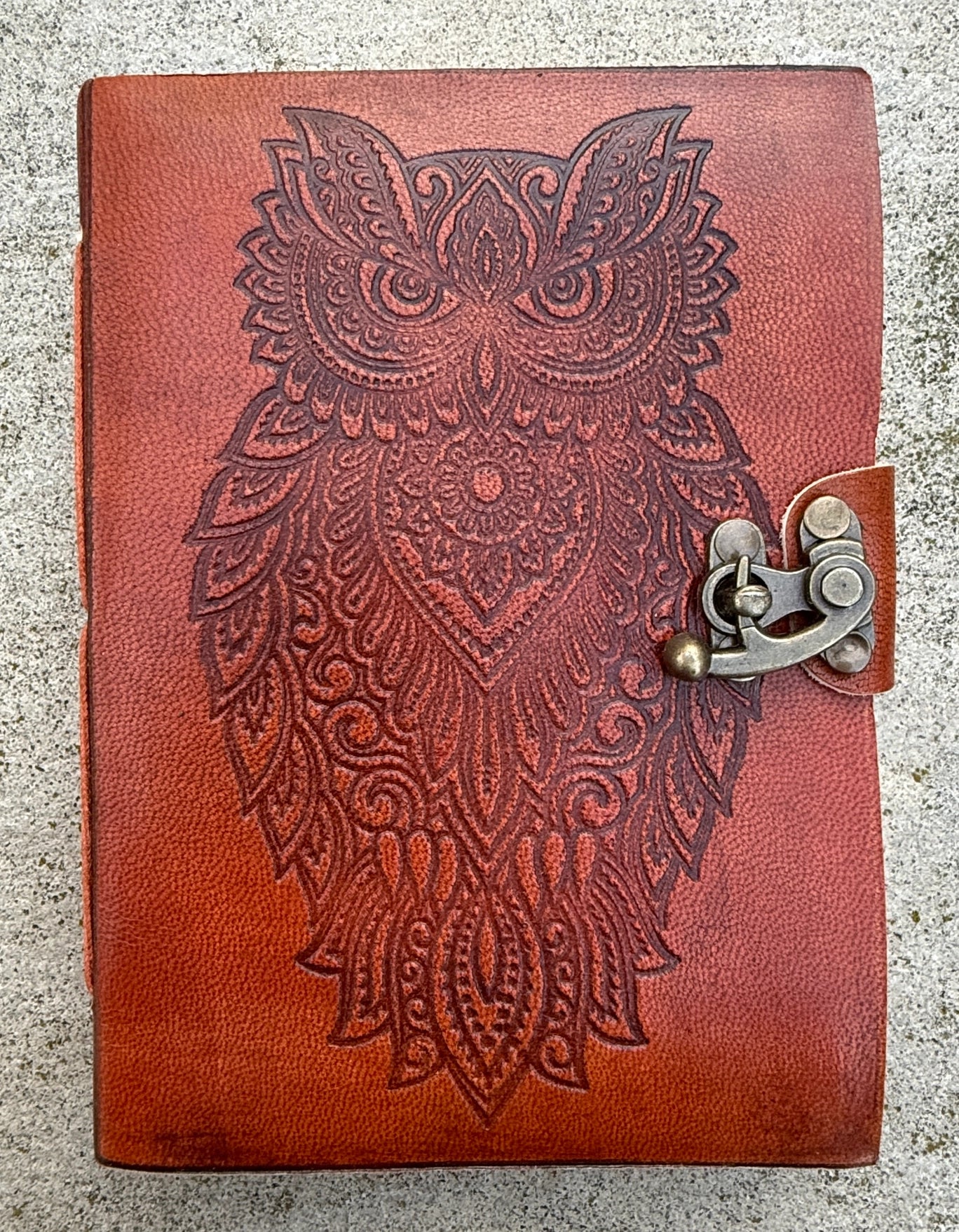 Handmade Owl Embossed Leather Journal