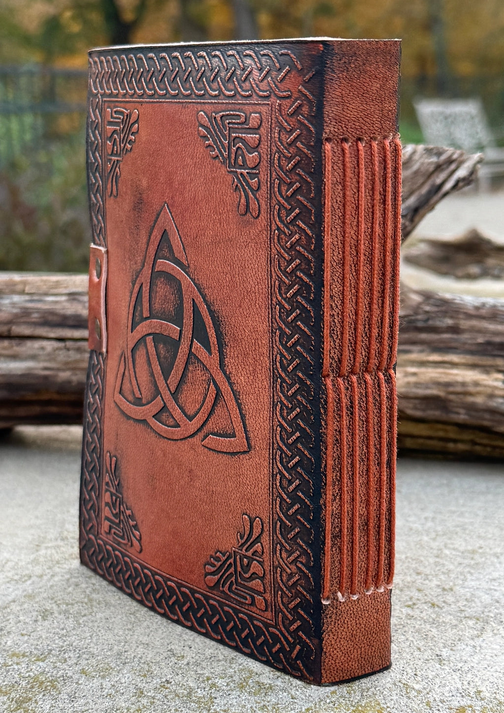 Handmade Triquetra Embossed Leather Journal