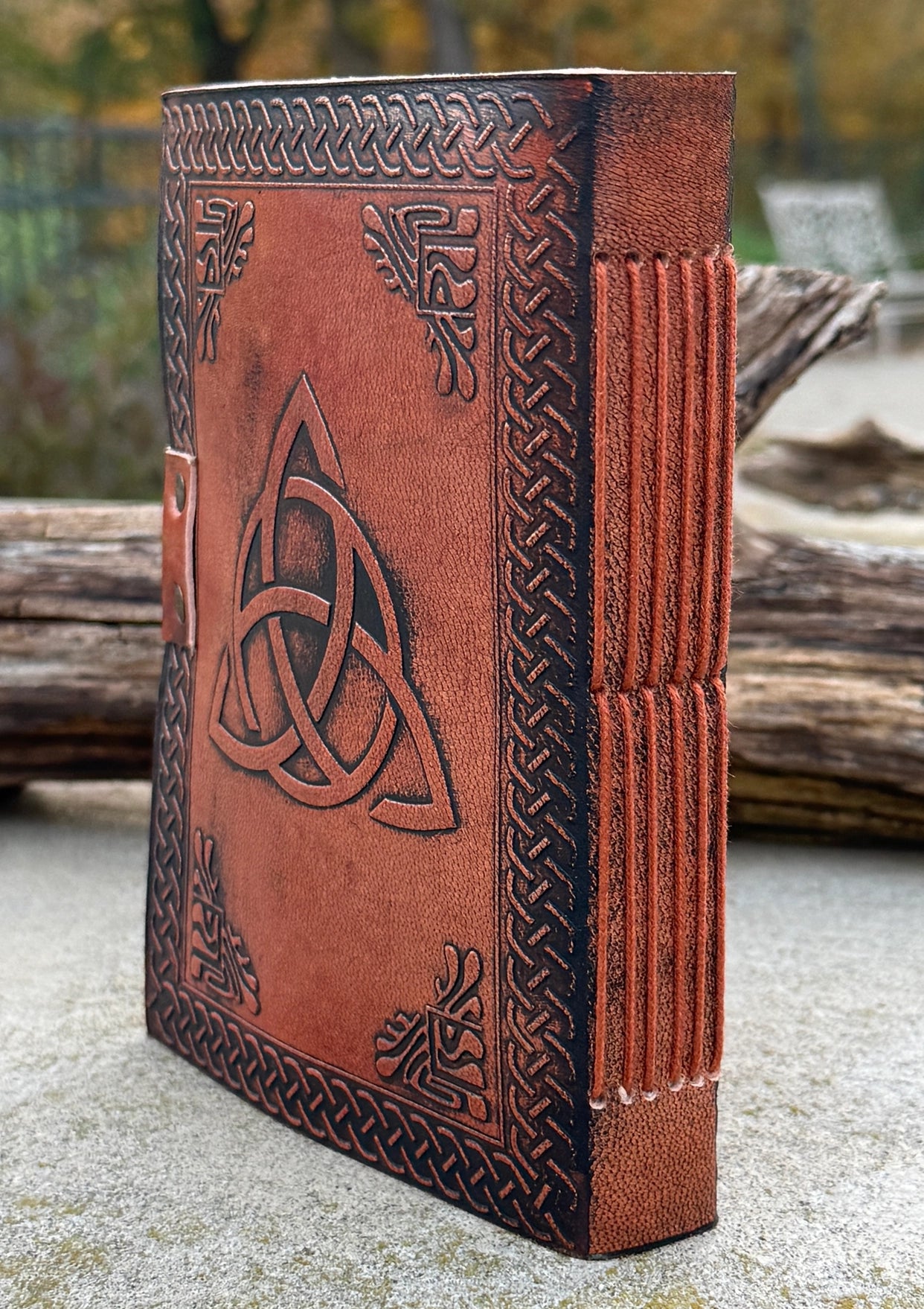 Handmade Triquetra Embossed Leather Journal