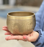 Tibetan Pro Deep Meditation Singing Bowl Set – Large Om Mani Hand Hammered Bowl with Wooden Suede Mallet & Ring Cushion for Yoga, Mindfulness & Chakra Healing - DharmaObjects