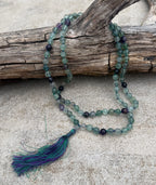 Fluorite 108 Bead Mala Necklace • Hand-Knotted Meditation Prayer Beads • Yoga Jewelry • Spiritual Healing Gemstone Necklace Gift - DharmaObjects