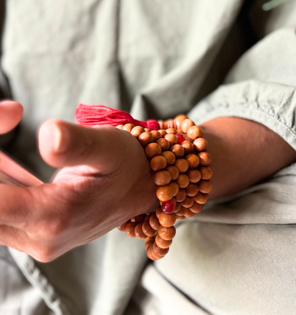 Sandalwood Carnelian Mala - DharmaObjects