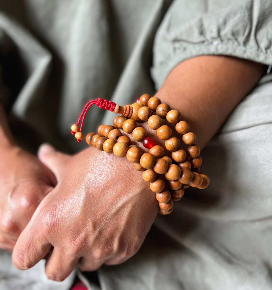Sandalwood Carnelian Mala - DharmaObjects