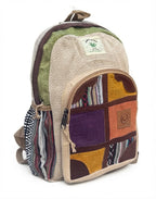 KayJayStyles Multi-Patch Handmade Hemp Backpack – Small Lightweight Nepal Daypack