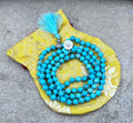 Turquoise Mala 108 Beads – Tibetan Silver Guru Bead & Lotus Charm Meditation Necklace