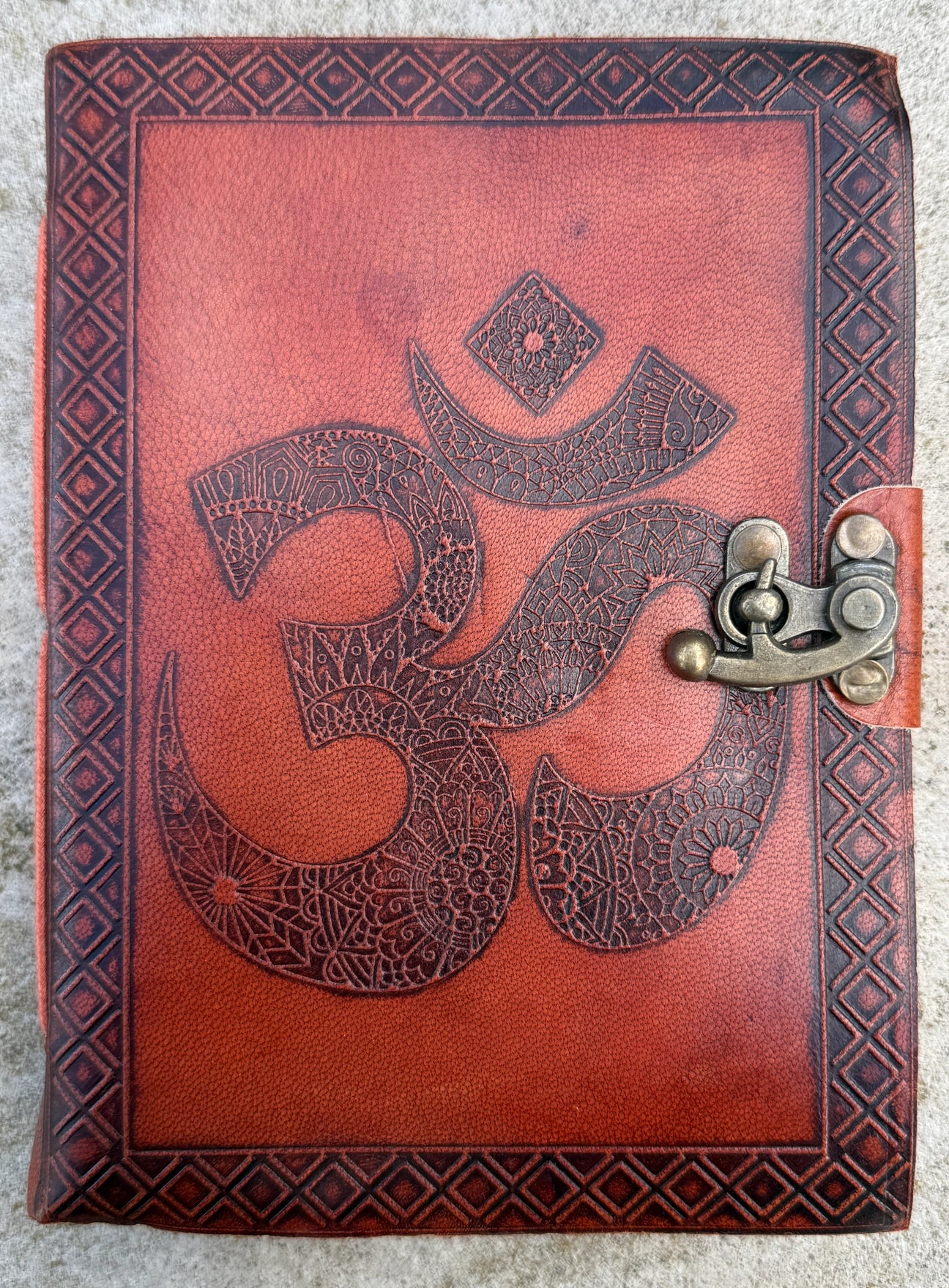Handmade Om Embossed Leather Journal