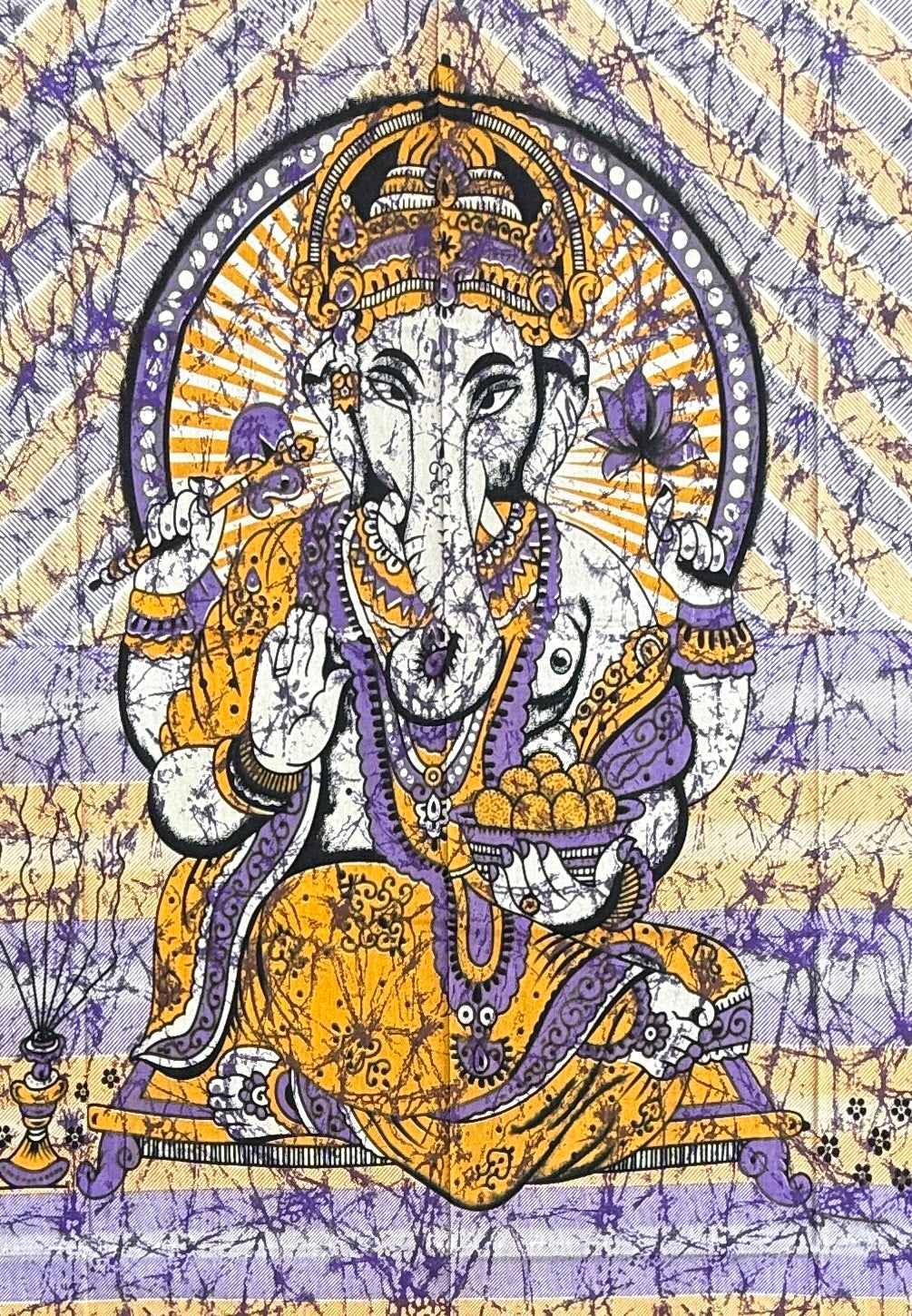 Ganesha Ganesh Tapestry Wall Hanging | Heavy Cotton Fabric Spiritual Decor | 84” x 54” Large Boho Wall Art - DharmaObjects