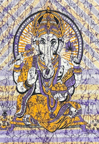 Ganesha Ganesh Tapestry Wall Hanging | Heavy Cotton Fabric Spiritual Decor | 84” x 54” Large Boho Wall Art - DharmaObjects