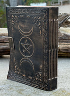 Handmade Triple Moon Embossed Leather Journal