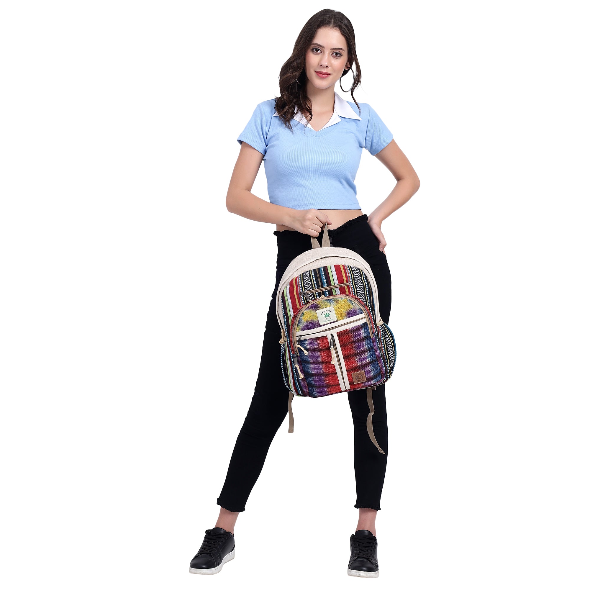 KayJayStyles Natural Handmade Large Multi Pocket Hemp Nepal Backpack (BKPK5) - DharmaObjects