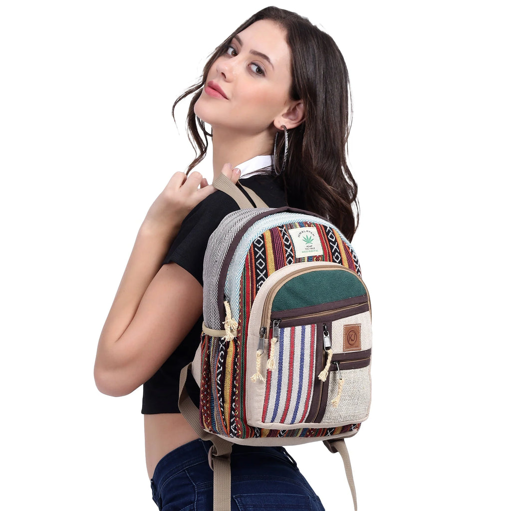 KayJayStyles Green Patch Handmade Hemp Backpack from Nepal – Mini, Daypack & Large Sizes - DharmaObjects