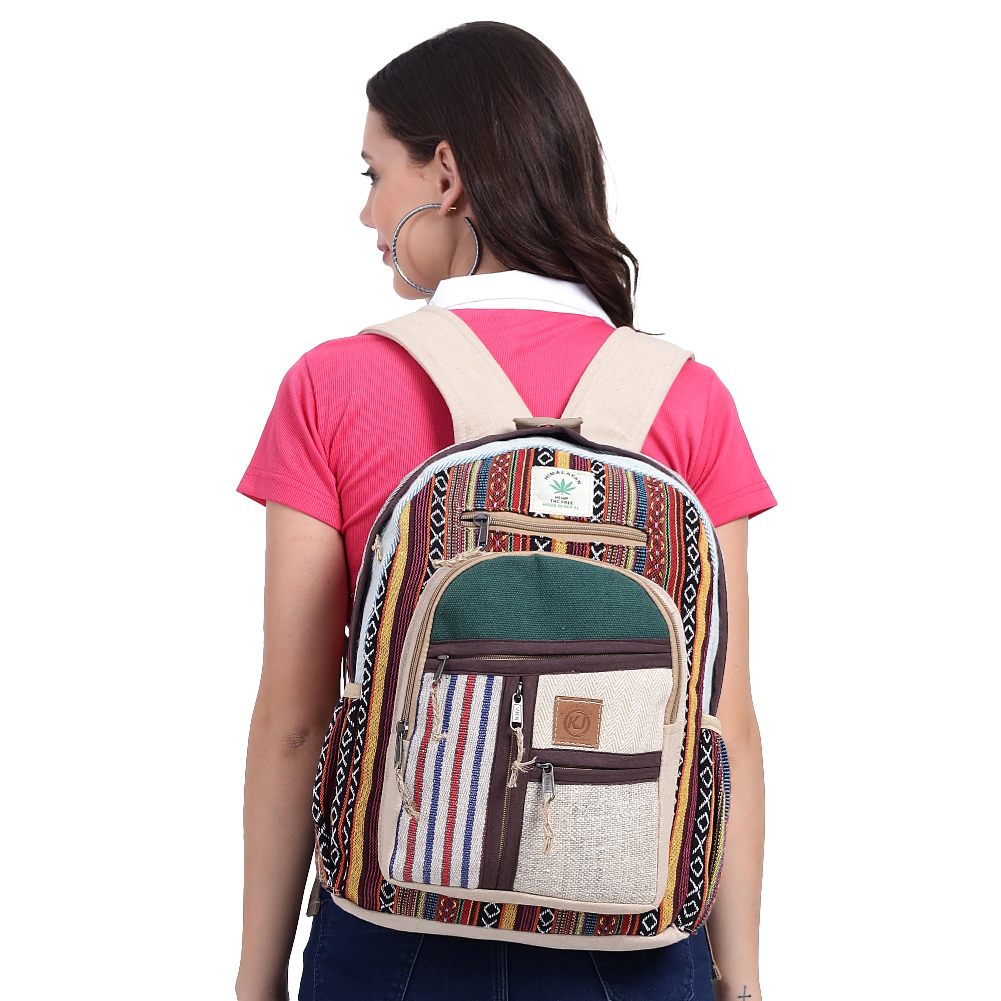 KayJayStyles Green Patch Handmade Hemp Backpack from Nepal – Mini, Daypack & Large Sizes - DharmaObjects