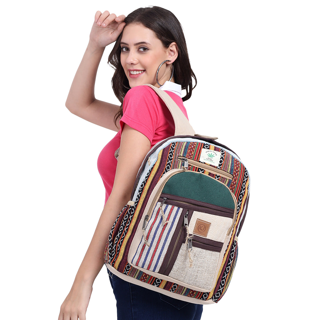 KayJayStyles Green Patch Handmade Hemp Backpack from Nepal – Mini, Daypack & Large Sizes - DharmaObjects