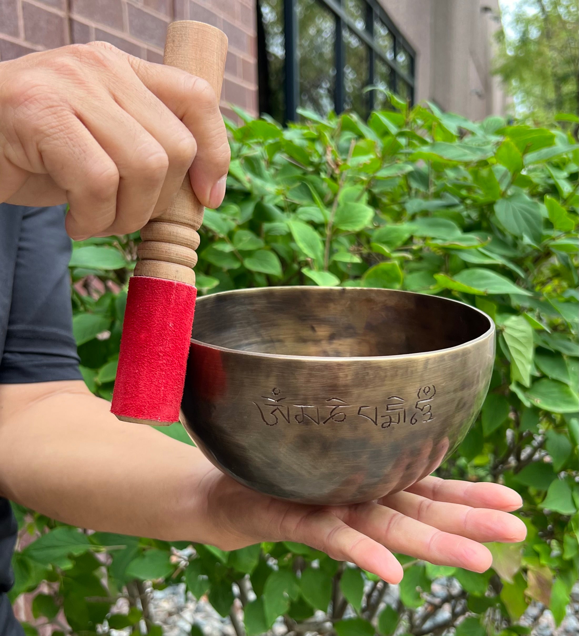 Hand Hammered Tibetan Full Moon Singing Bowl 6.5" – Nepalese Meditation Bowl with D Note 572 Hz, Cushion & Mallet for Sacral Chakra Healing - DharmaObjects