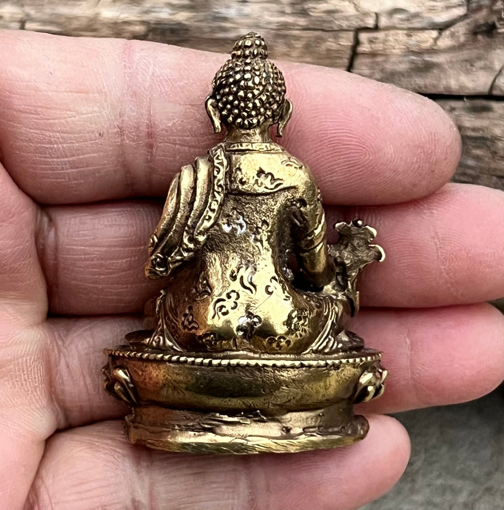 Small Brass Healing Medicine Buddha statue From Nepal - DharmaObjects