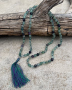 Fluorite 108 Bead Mala Necklace • Hand-Knotted Meditation Prayer Beads • Yoga Jewelry • Spiritual Healing Gemstone Necklace Gift - DharmaObjects