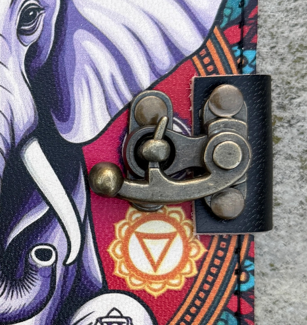 Handmade 7 Chakra Elephant Embossed Leather Journal
