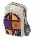 KayJayStyles Multi-Patch Hemp Nepal Backpack – Handmade Large Multi-Pocket Bag