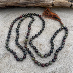 Dragon Blood Jasper 108 Bead Mala • Hand-Knotted Meditation Prayer Necklace • Yoga Jewelry • Spiritual Gift • Natural Gemstone Mala Beads - DharmaObjects