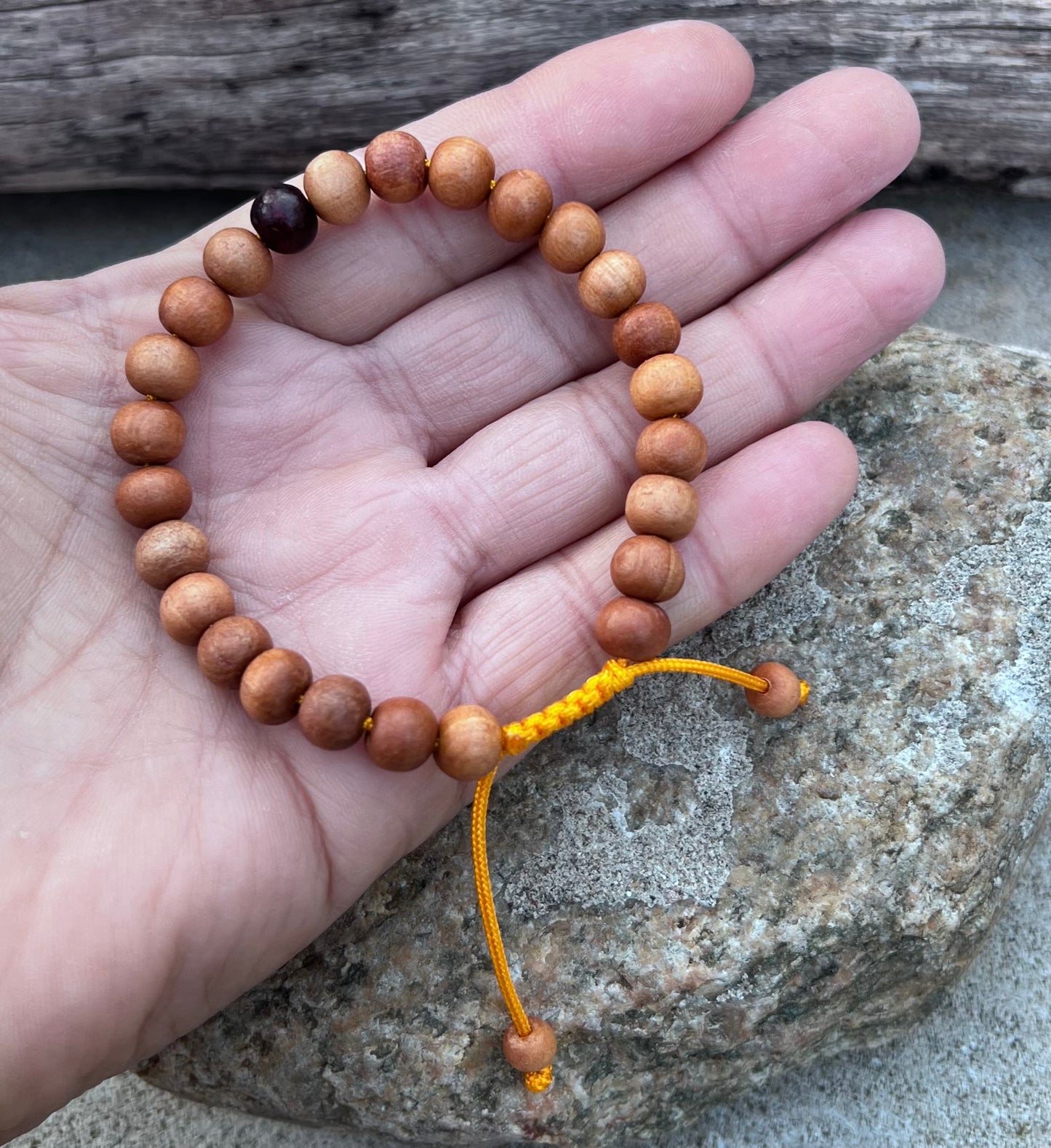 Tibetan Sandalwood Beads Adjustable Wrist Mala Bracelet Free Pouch