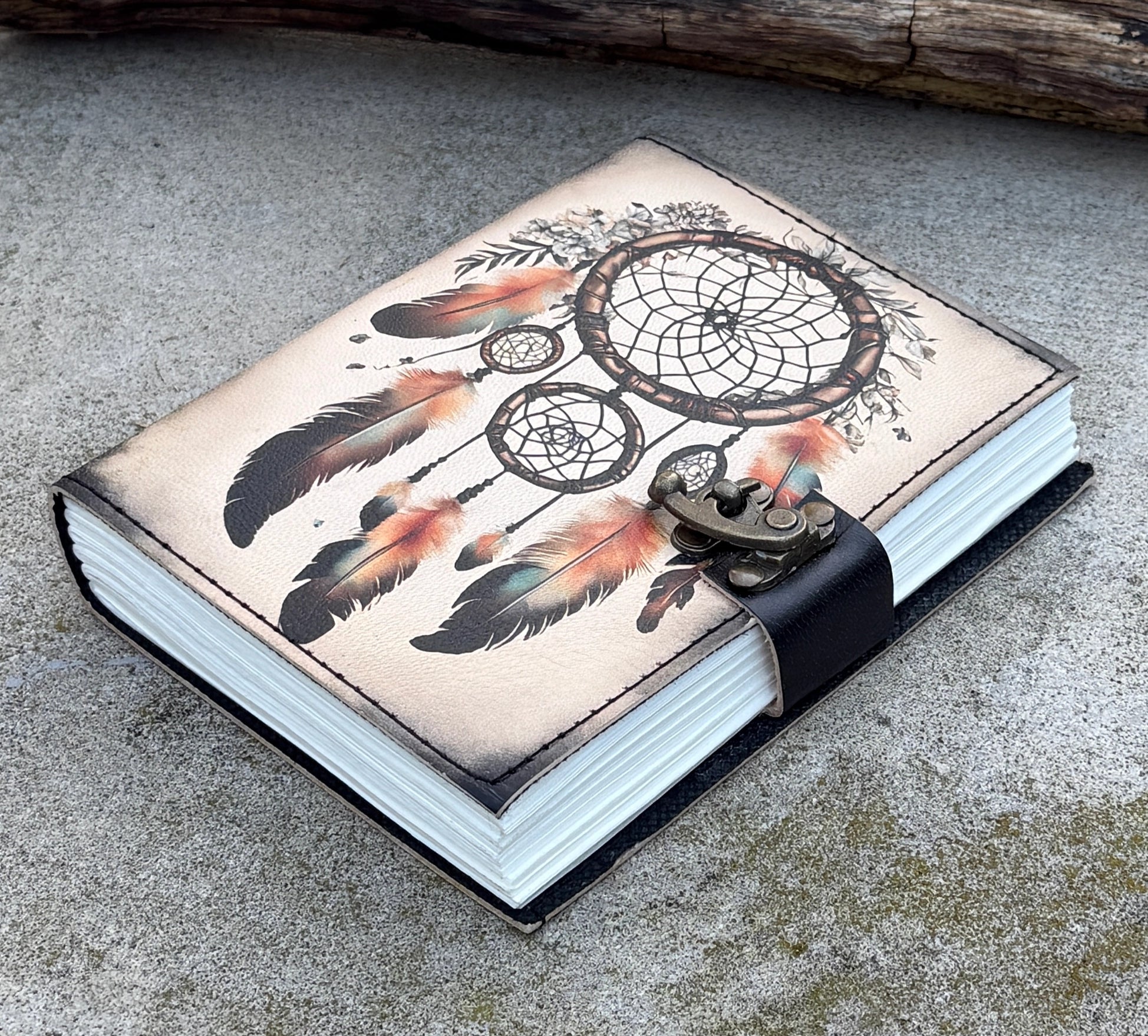 Handmade Native Dream Catcher Embossed Leather Journal