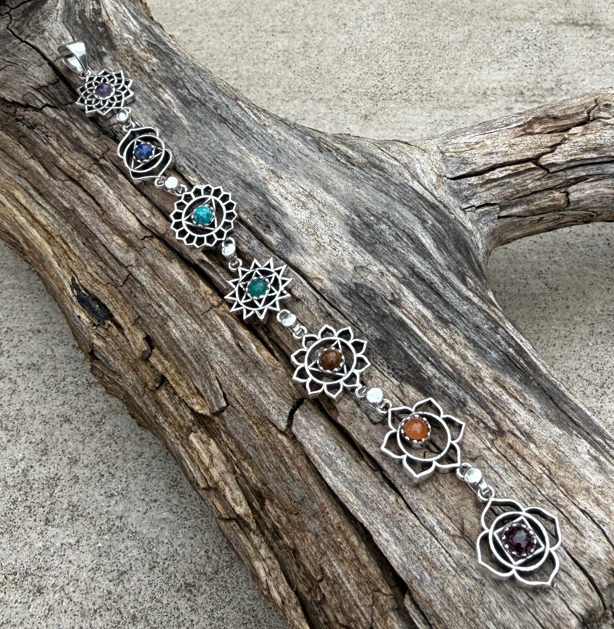 7 Chakras Necklace with Healing Stones | Chakra Jewelry Pendant | Karma Necklace | Spiritual Energy Balance Necklace | Yoga Gift - DharmaObjects