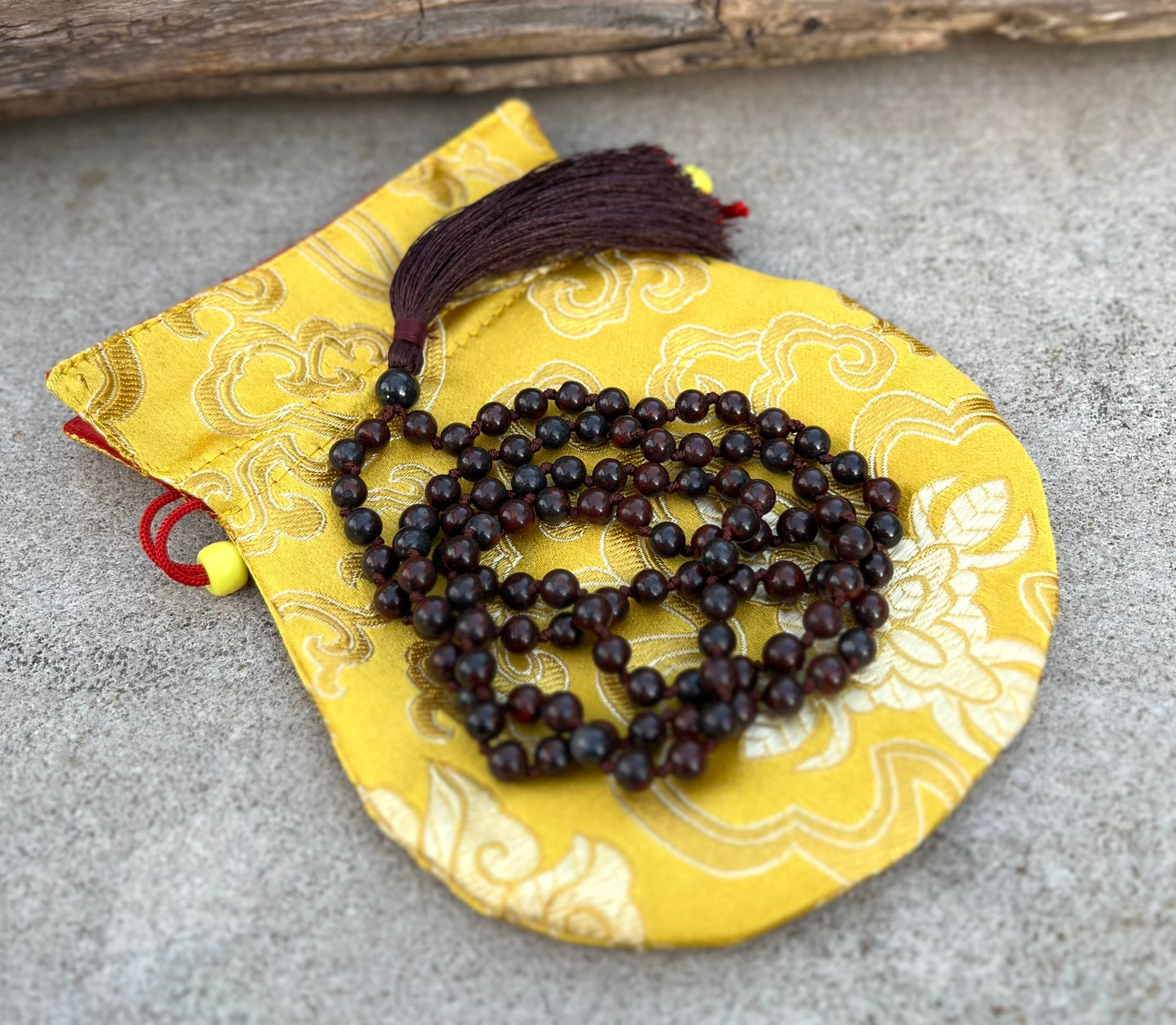 108 Beads Hand-Knotted Dragon Blood Stone Mala Rosary | Natural Gemstone Meditation Necklace | Japa Mala for Healing, Grounding, and Chakra Balancing