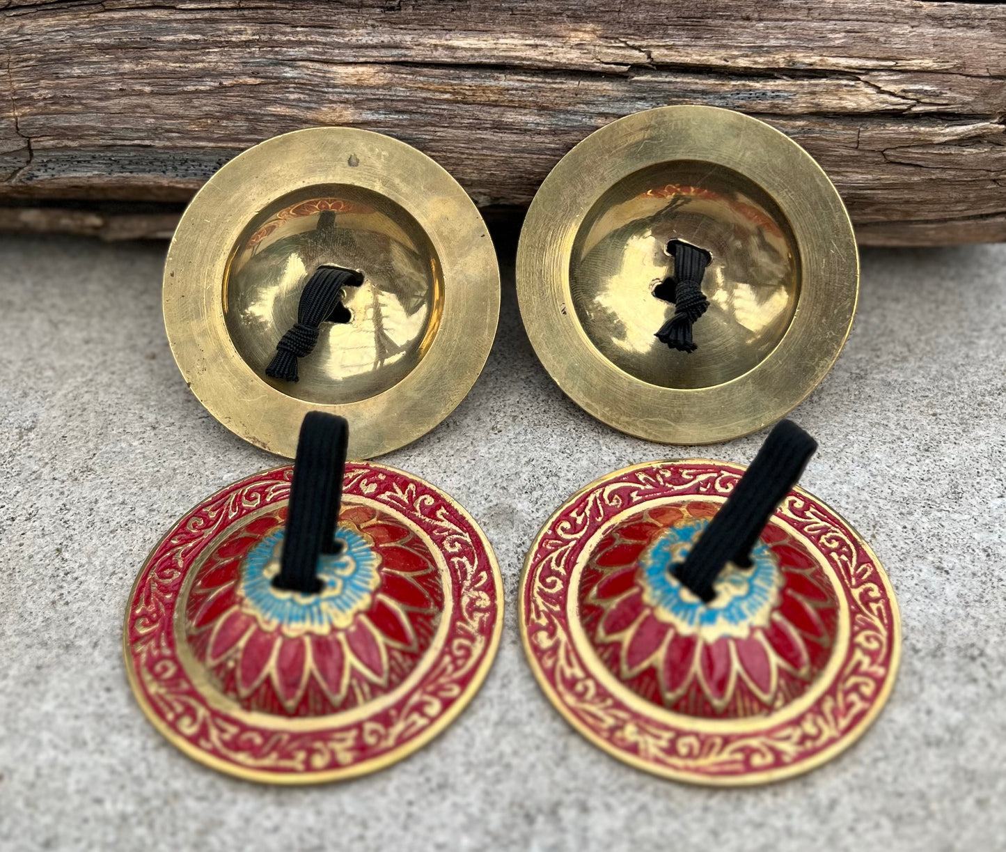 2 Pairs Brass Lotus Flower Finger Cymbals Zills for Belly Dancing