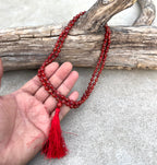 Carnelian Mala 108 Beads – Hand Knotted Gemstone Meditation Prayer Necklace