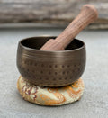 Tibetan Palm Size Singing Bowl Set 3" | Meditation Bowl with Mallet & Brocade Cushion for Mindfulness, Yoga & Chakra Healing - DharmaObjects