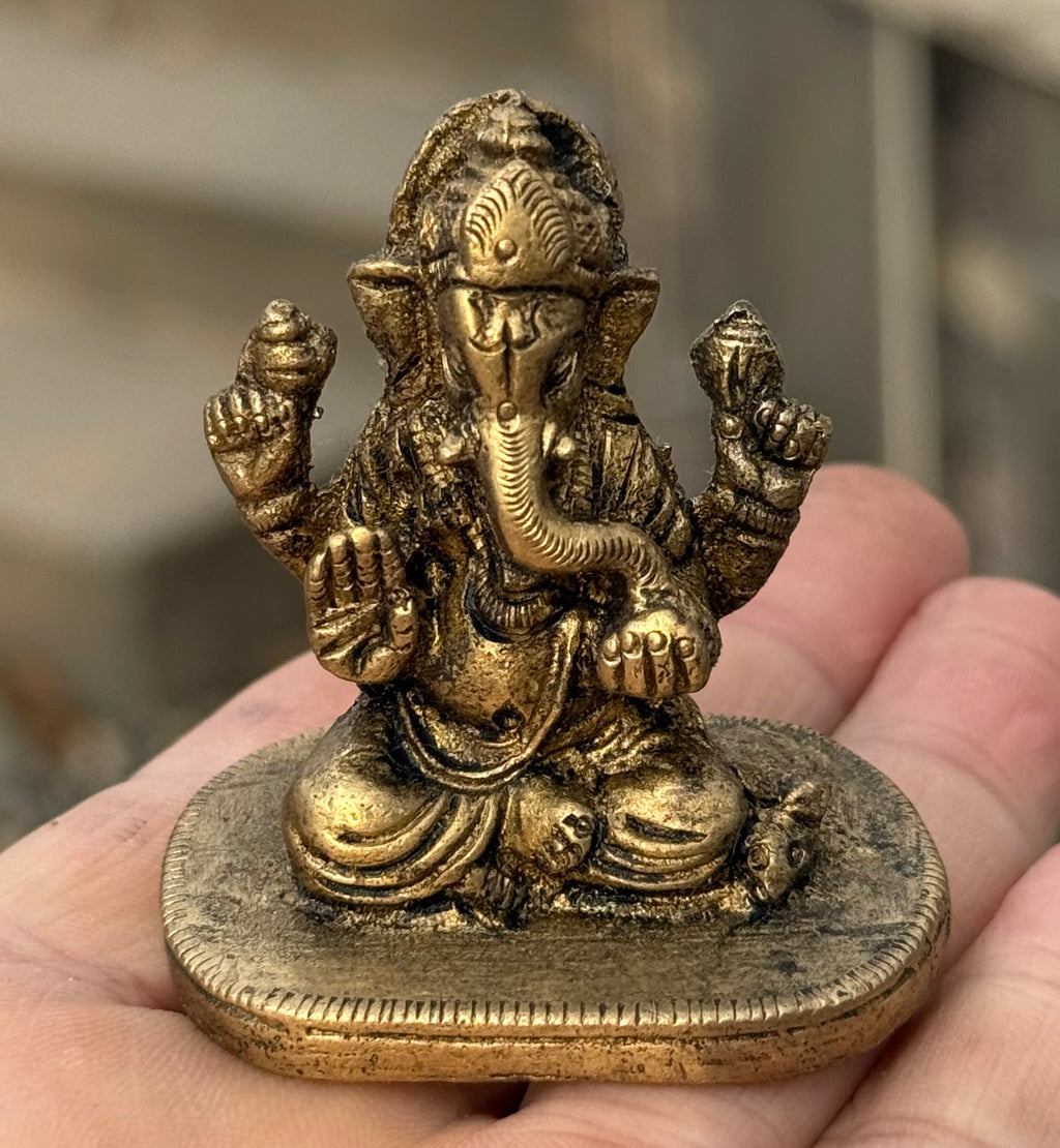 Small Ganesha Statue Solid Brass Handcrafted In India - DharmaObjects