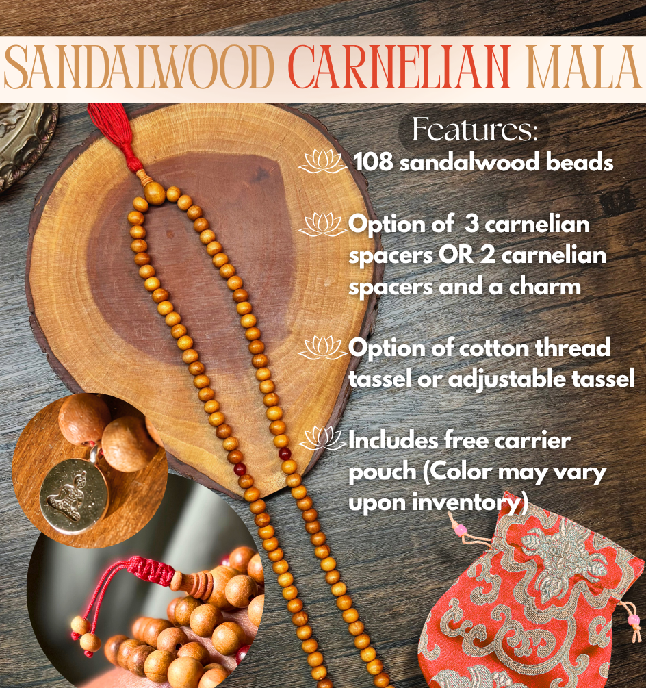 Sandalwood Carnelian Mala