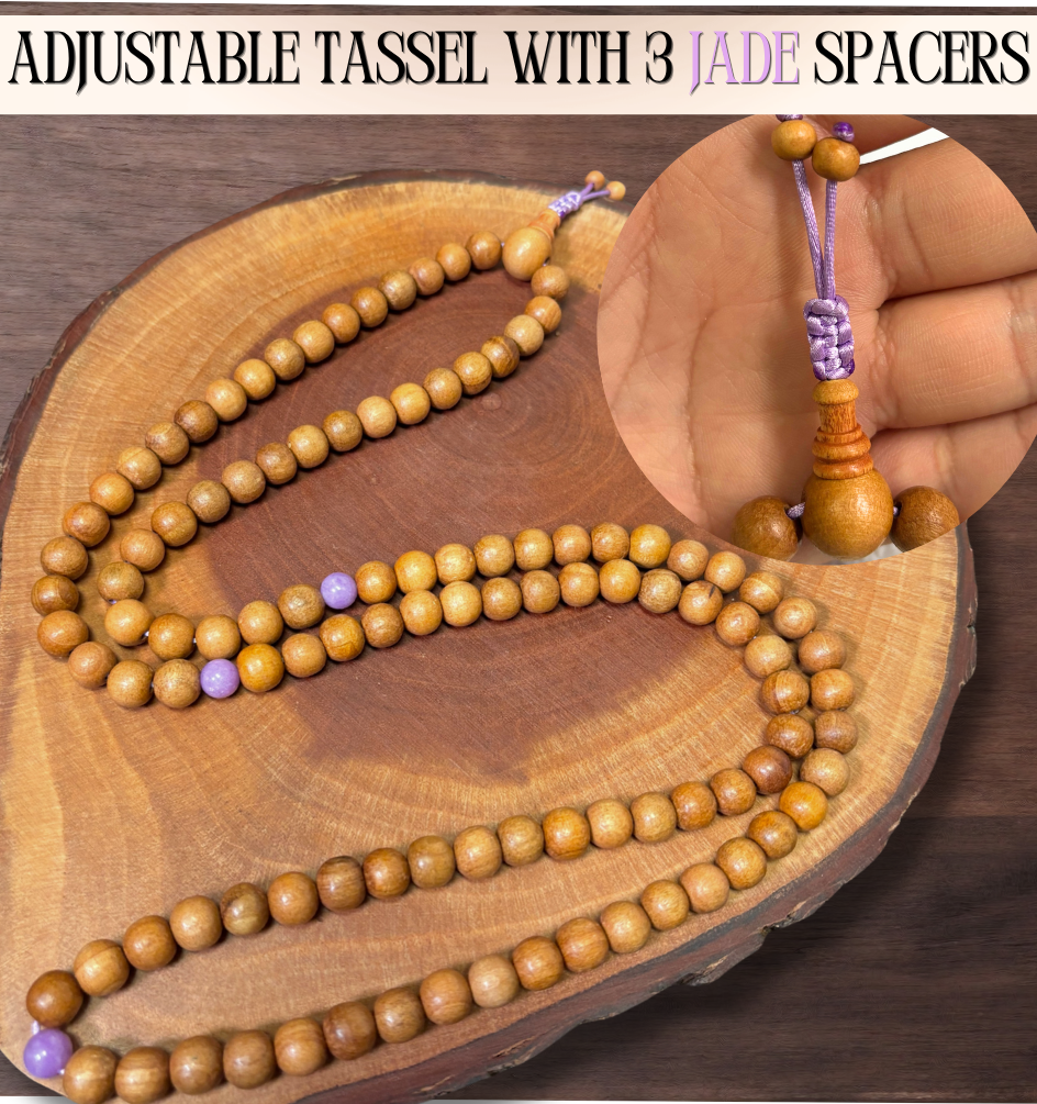 Sandalwood Purple Jade Mala - DharmaObjects