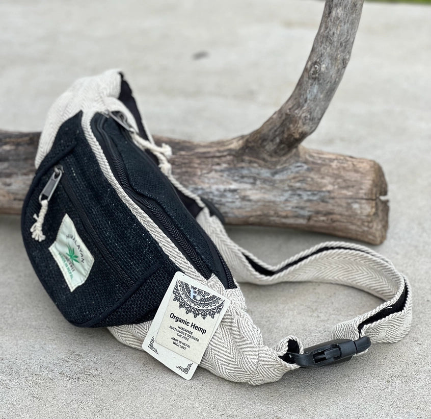 Boho Style Hemp Fanny Pack – Handmade Adjustable Waist & Crossbody Bag
