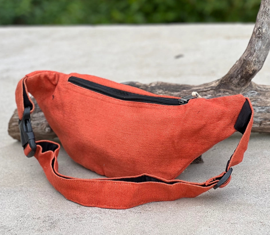 Boho Style Hemp Fanny Pack – Handmade Adjustable Waist & Crossbody Bag