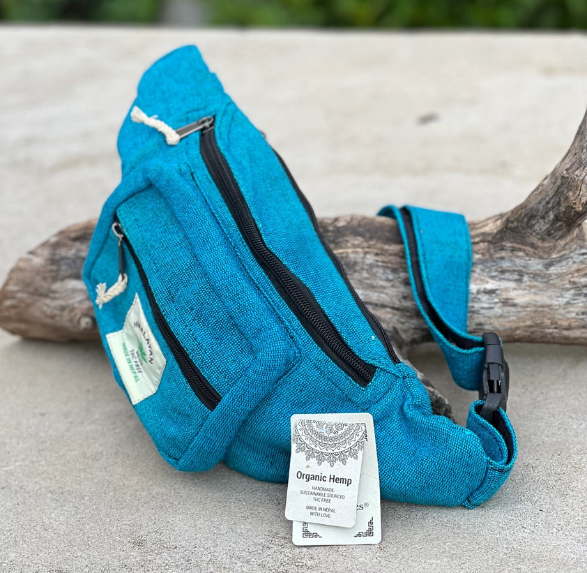Boho Style Hemp Fanny Pack – Handmade Adjustable Waist & Crossbody Bag