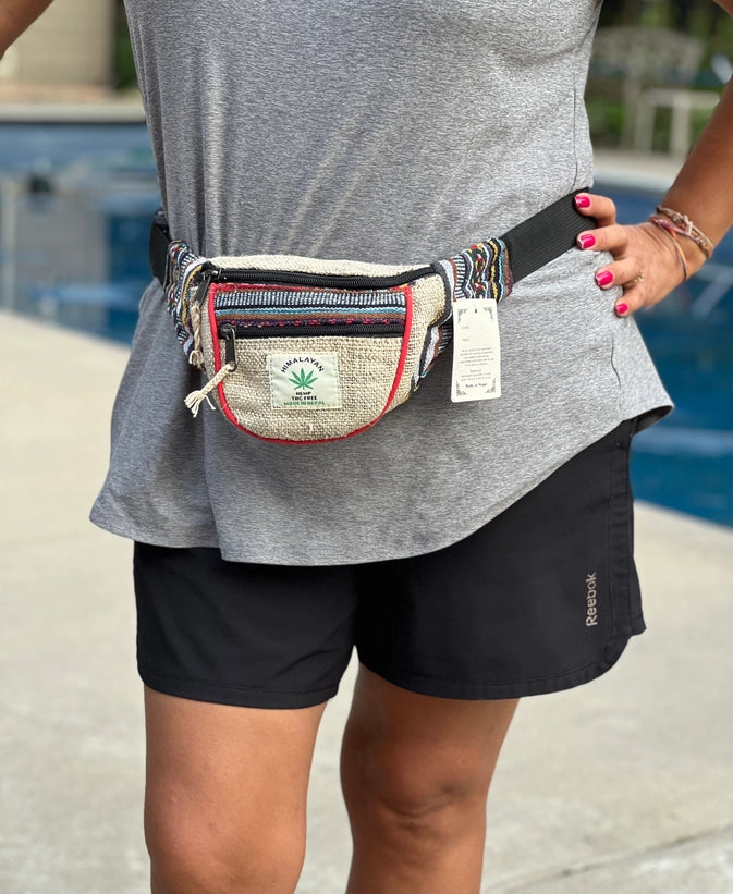 Boho Style Hemp Fanny Pack – Handmade Adjustable Waist & Crossbody Bag