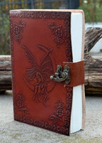 Handmade Fairy Moon Embossed Leather Journal