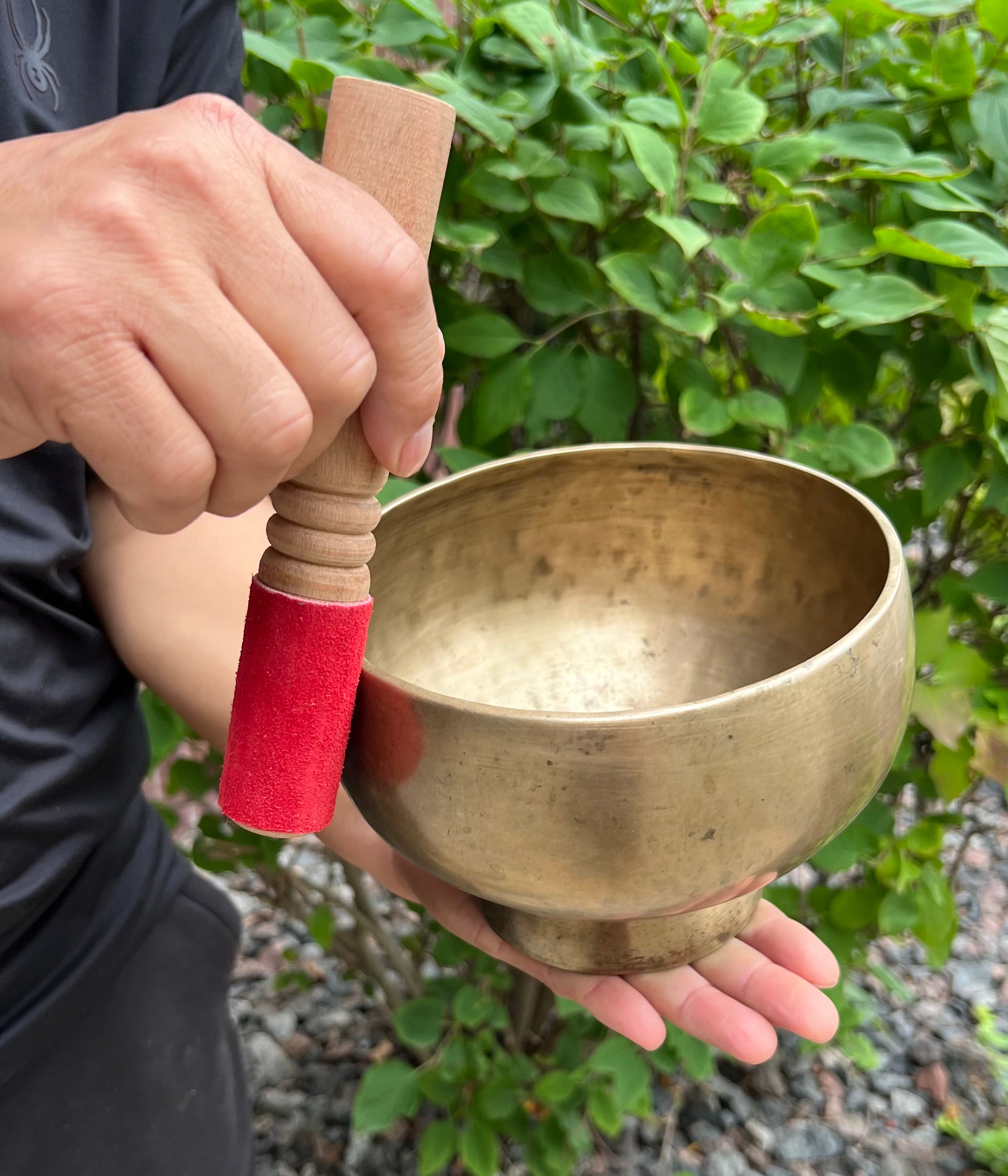 Antique Naga Pedestal Himalayan Singing Bowl 6.5" – Solar Plexus Chakra E 1332 Hz Chalice Bowl with Gong Beater & Mallet - DharmaObjects