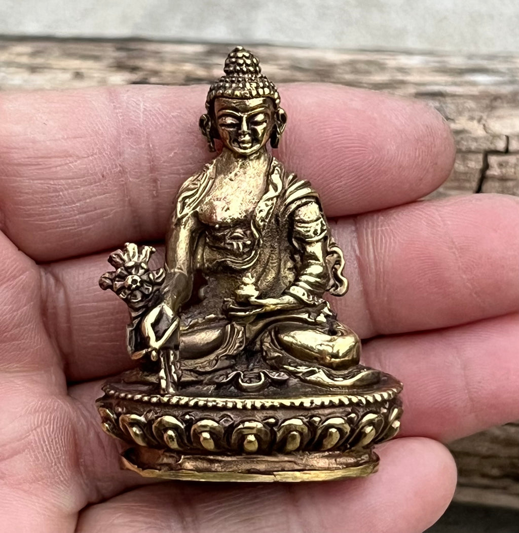 Small Brass Healing Medicine Buddha statue From Nepal - DharmaObjects