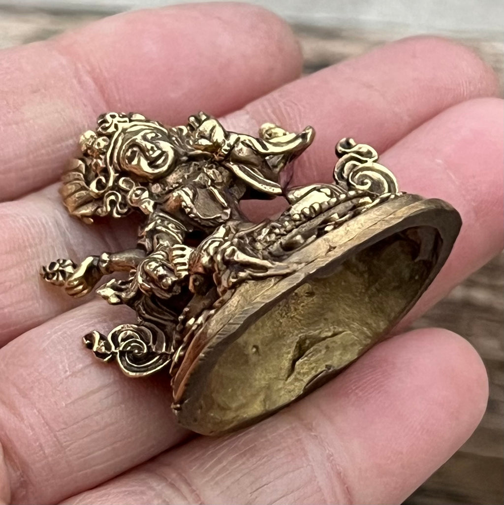 Small Brass Female Buddha Green Tara Dolma Statue - Handcrafted in Nepal - DharmaObjects
