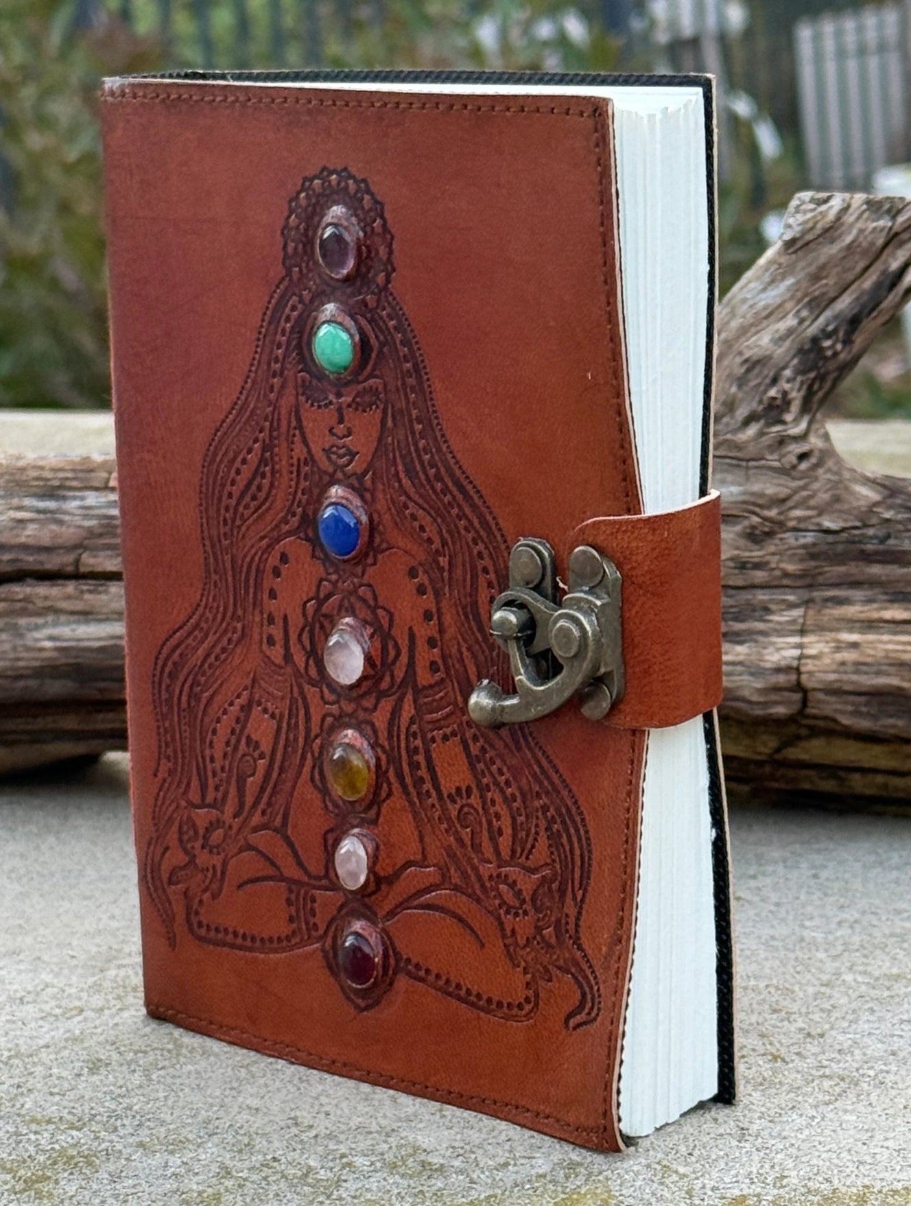 Handmade 7 Chakras Embossed Leather Journal