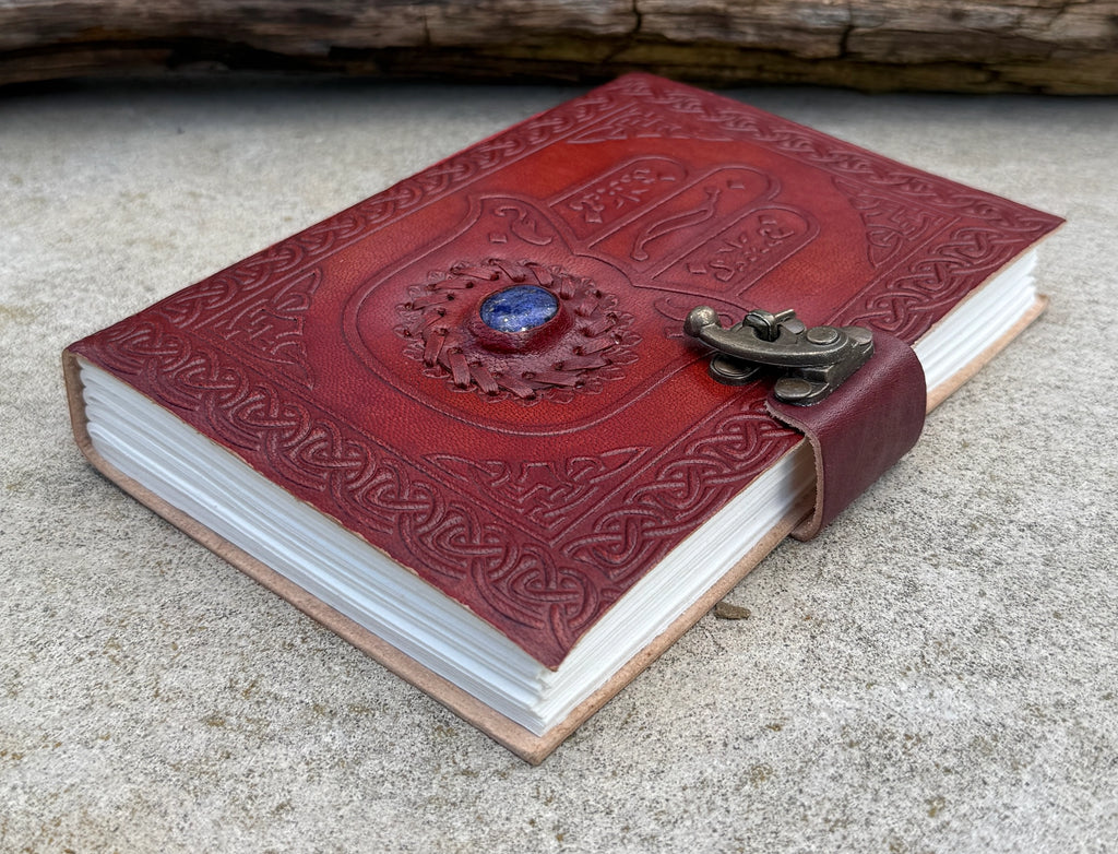Handmade Hamsa Embossed Leather Journal