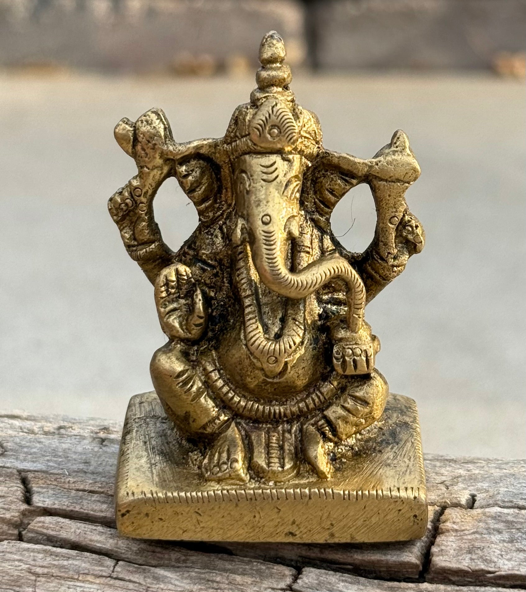 Small Ganesha Statue Solid Brass Handcrafted In India - DharmaObjects