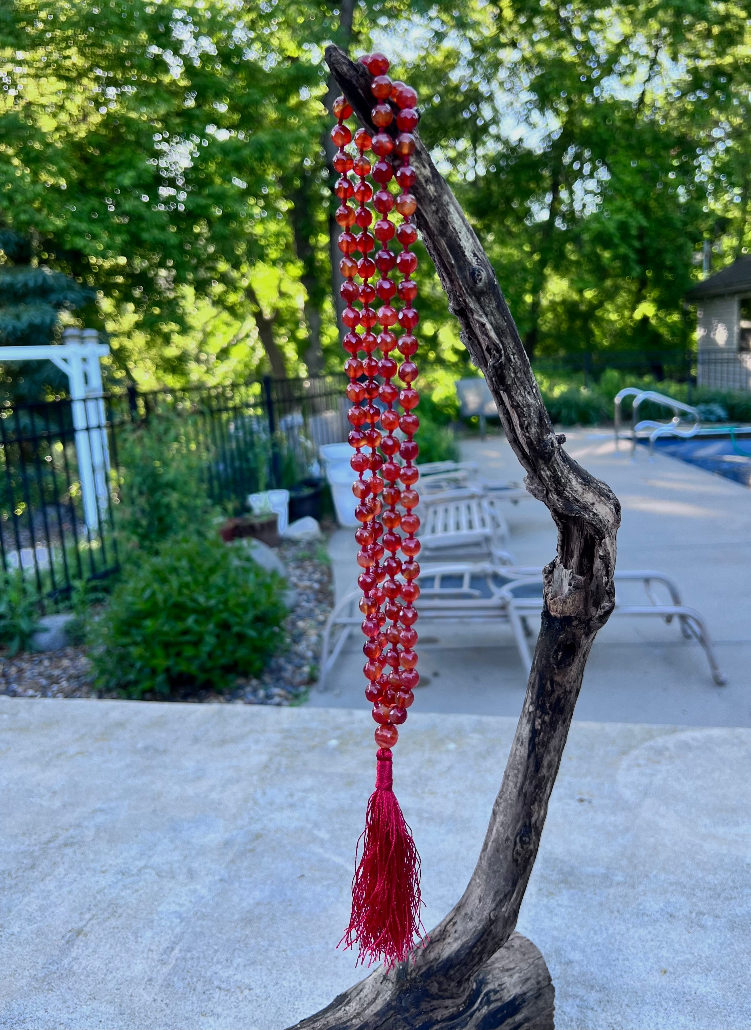 Carnelian Mala 108 Beads – Hand Knotted Gemstone Meditation Prayer Necklace