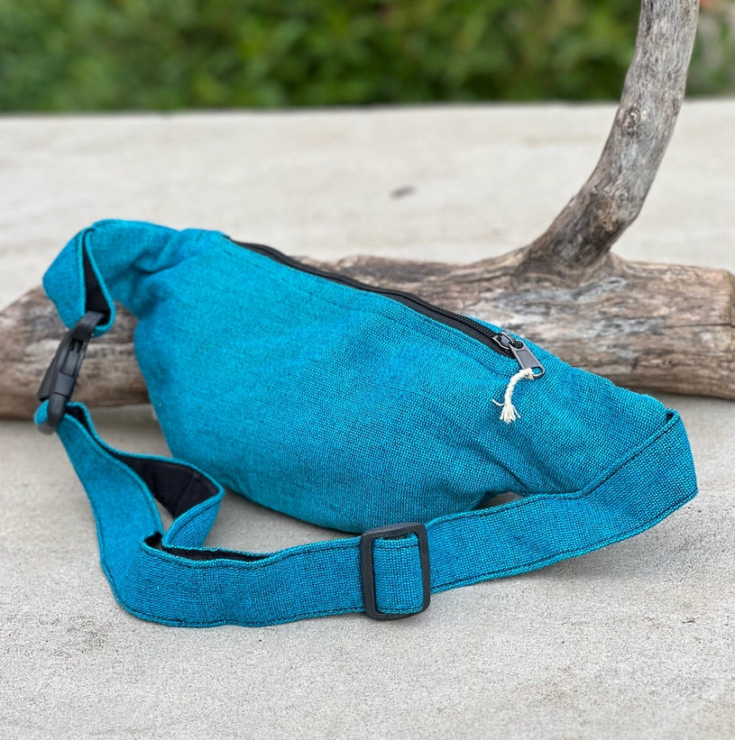Boho Style Hemp Fanny Pack – Handmade Adjustable Waist & Crossbody Bag