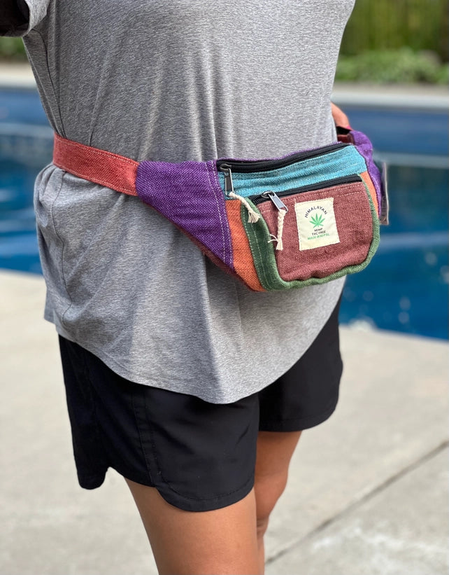Boho Style Hemp Fanny Pack – Handmade Adjustable Waist & Crossbody Bag