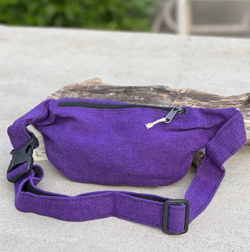 Boho Style Hemp Fanny Pack – Handmade Adjustable Waist & Crossbody Bag